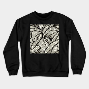 Black and White with Off White Ivory  Vintage Floral Cottagecore Romantic Flower Peony Rose Leaf Design Crewneck Sweatshirt